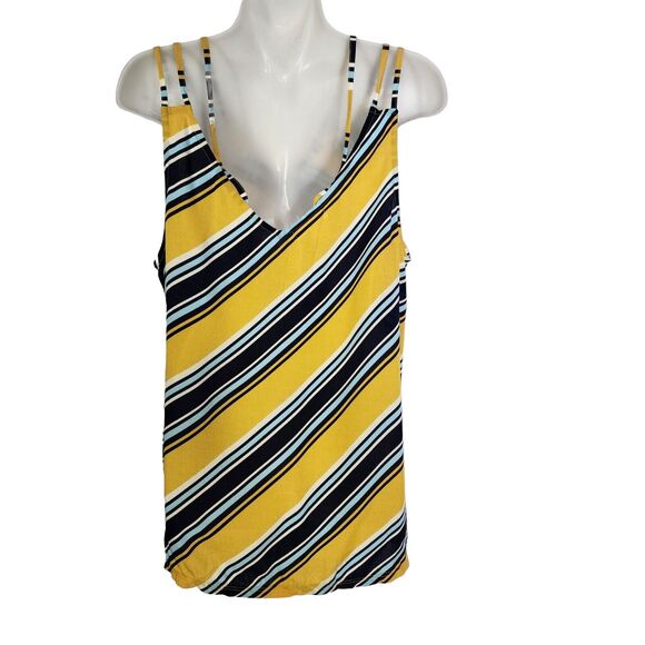Maurices Womens Tank Top Sz Large Striped Strappy V Neck Sleeveless Lightweight - Picture 2 of 9